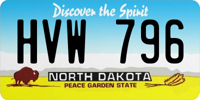 ND license plate HVW796