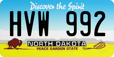 ND license plate HVW992