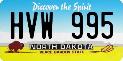 ND license plate HVW995