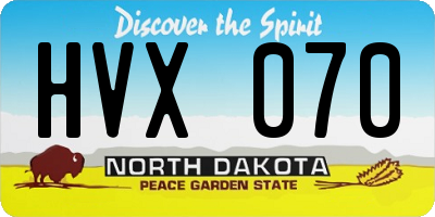 ND license plate HVX070