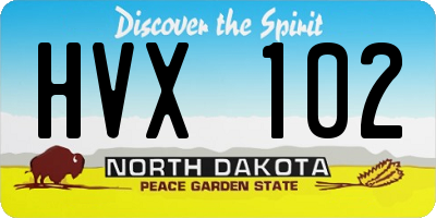 ND license plate HVX102