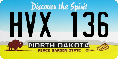 ND license plate HVX136