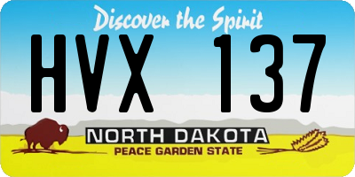ND license plate HVX137