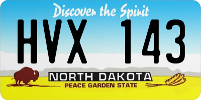 ND license plate HVX143