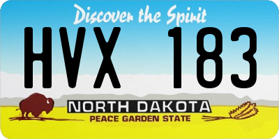 ND license plate HVX183