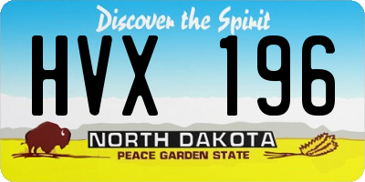 ND license plate HVX196