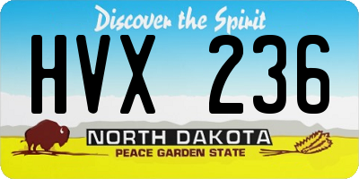 ND license plate HVX236