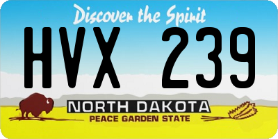 ND license plate HVX239