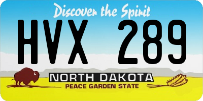 ND license plate HVX289