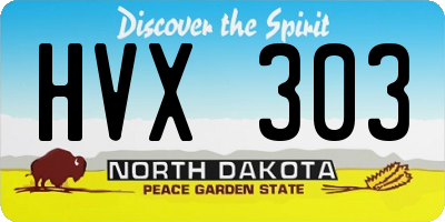 ND license plate HVX303