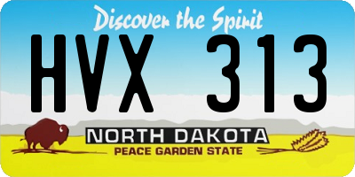 ND license plate HVX313