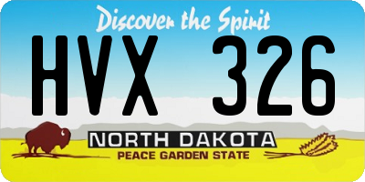 ND license plate HVX326