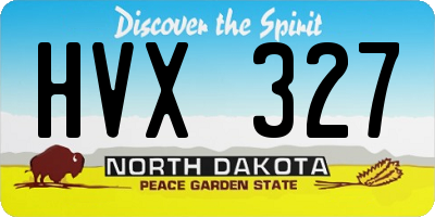 ND license plate HVX327