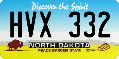 ND license plate HVX332