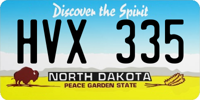 ND license plate HVX335