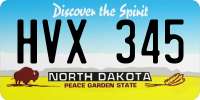 ND license plate HVX345