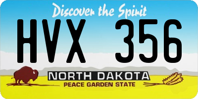 ND license plate HVX356