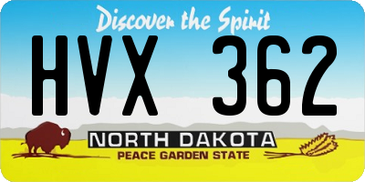 ND license plate HVX362