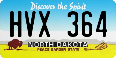 ND license plate HVX364