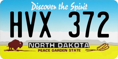 ND license plate HVX372