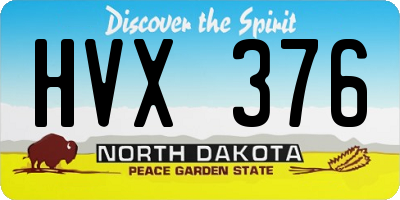 ND license plate HVX376