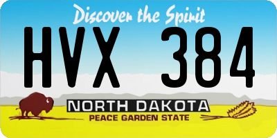 ND license plate HVX384