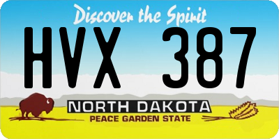 ND license plate HVX387