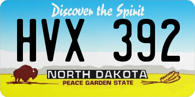 ND license plate HVX392