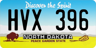 ND license plate HVX396