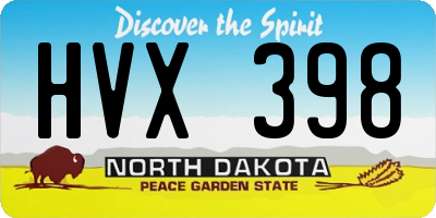 ND license plate HVX398