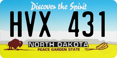 ND license plate HVX431
