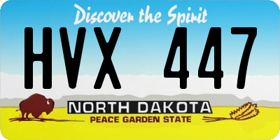 ND license plate HVX447