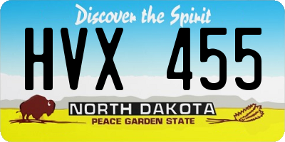 ND license plate HVX455