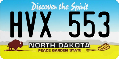 ND license plate HVX553