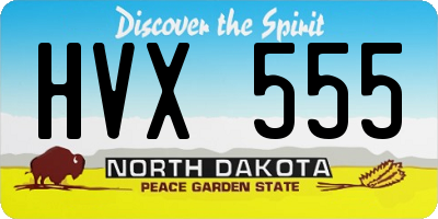 ND license plate HVX555