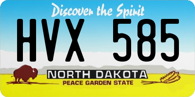 ND license plate HVX585
