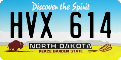 ND license plate HVX614