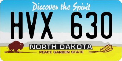 ND license plate HVX630