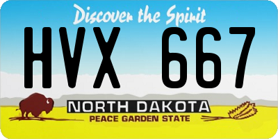 ND license plate HVX667