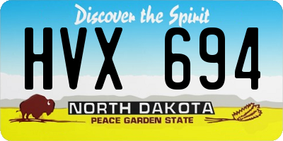 ND license plate HVX694