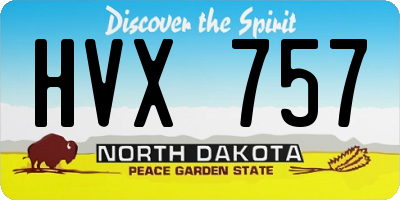 ND license plate HVX757