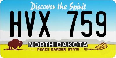 ND license plate HVX759