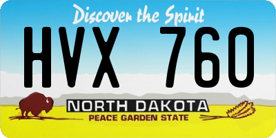 ND license plate HVX760