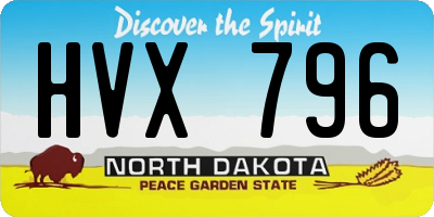 ND license plate HVX796