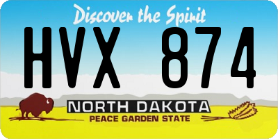 ND license plate HVX874