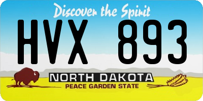 ND license plate HVX893