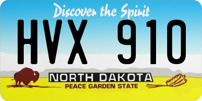 ND license plate HVX910