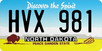 ND license plate HVX981
