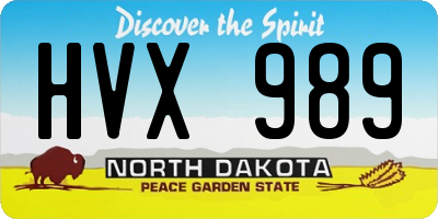 ND license plate HVX989