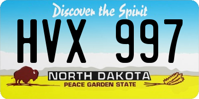 ND license plate HVX997